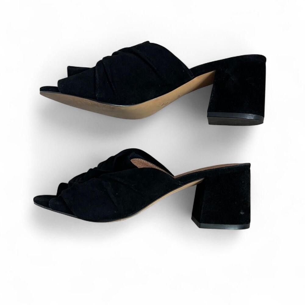 Suede Halogen Black Mule Heels, size 7.5